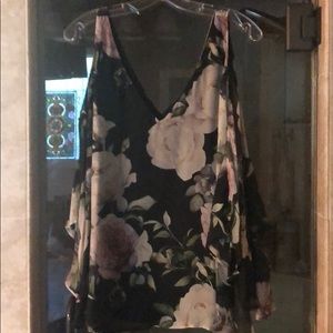 Beautiful black floral open sleeve top
